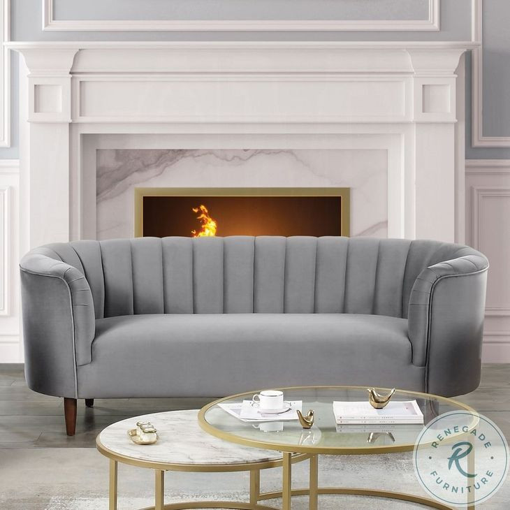 Millephri Gray Velvet 81" Sofa