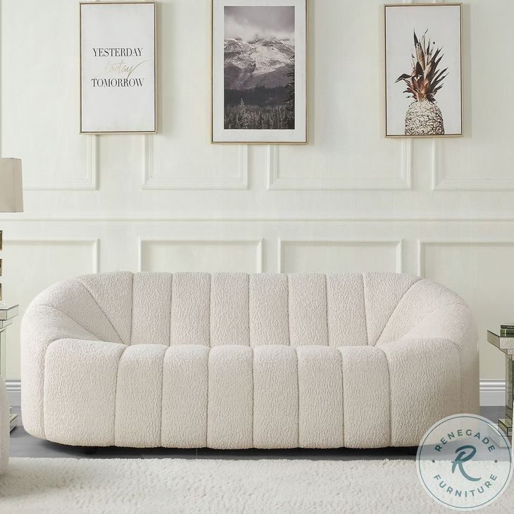 Osmash White Teddy Sherpa 84" Sofa