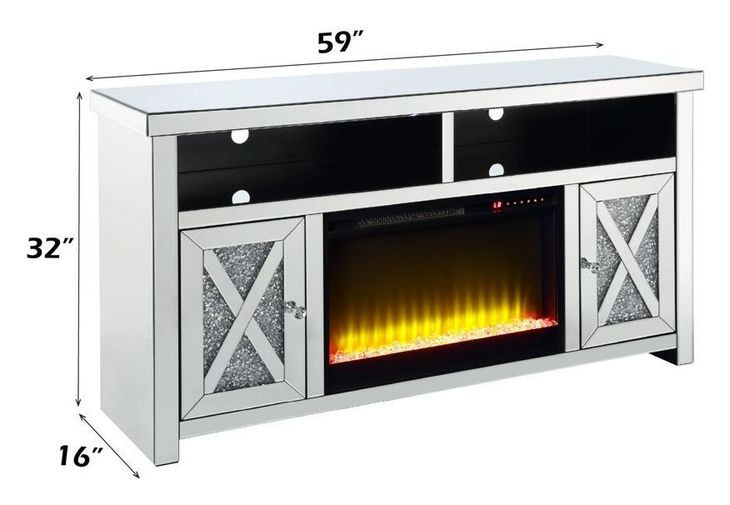 Noralie Silver and Gray 59" TV Stand with Fireplace and Storage