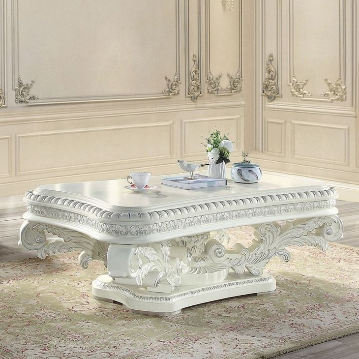 Vanaheim Antique White Rectangular Coffee Table