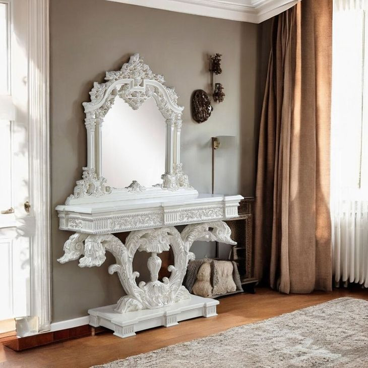 Vanaheim Antique White Rectangular Sofa Table