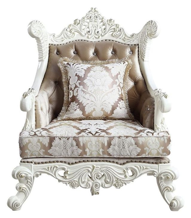 Vanaheim Gold Upholstered Accent Chair with Pillow and Nailhead Trim