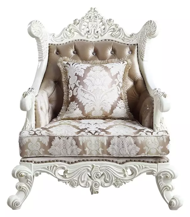 Vanaheim Gold Upholstered Accent Chair with Pillow and Nailhead Trim
