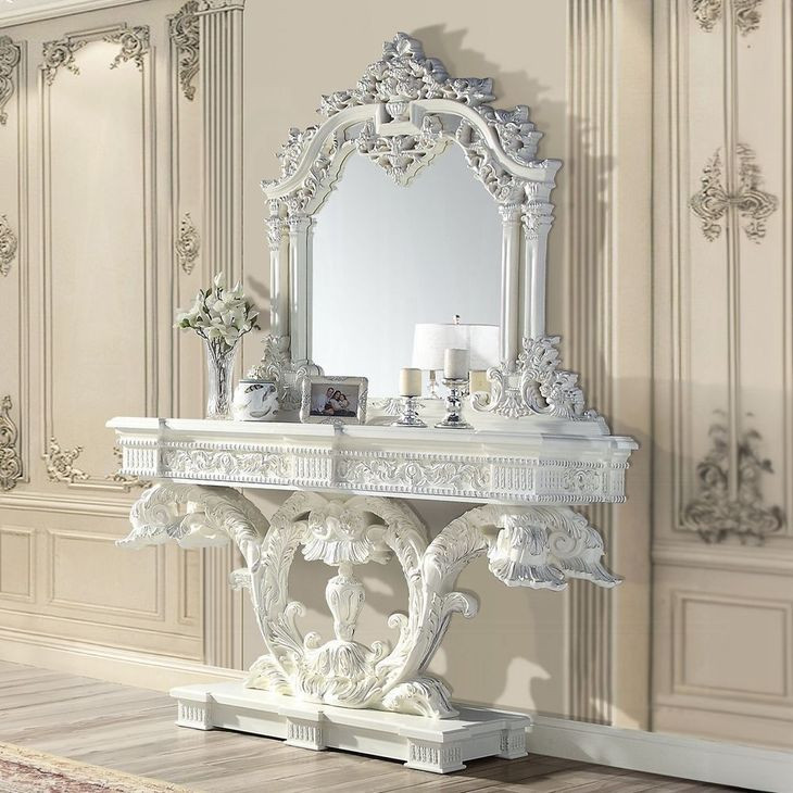 Vanaheim Antique White Arched Vanity Mirror