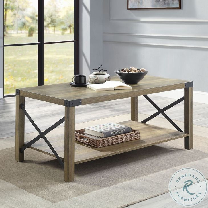 Abiram Rustic Oak Rectangular Coffee Table