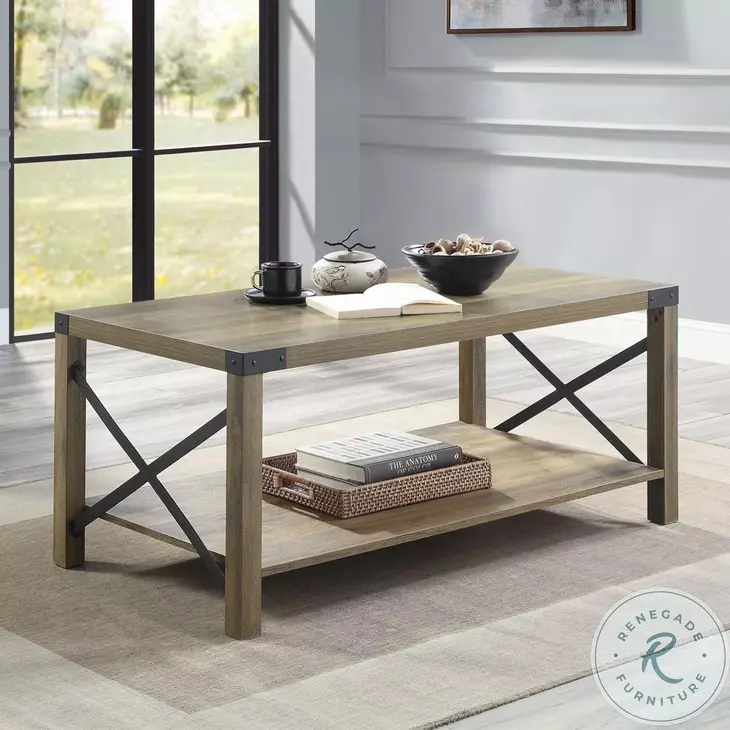 Abiram Rustic Oak Rectangular Coffee Table