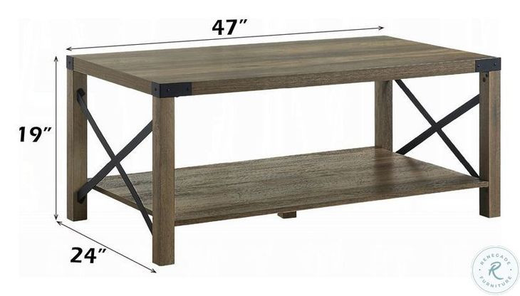 Abiram Rustic Oak Rectangular Coffee Table