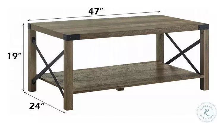 Abiram Rustic Oak Rectangular Coffee Table