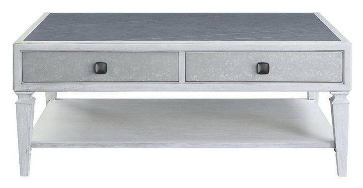Katia Rustic Gray and Weathered White Rectangular Sintered Stone Top Coffee Table