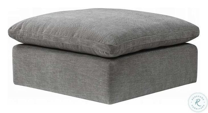 Naveen Gray Linen Modular Square Ottoman