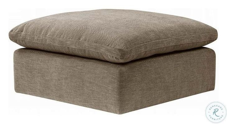 Naveen Khaki Linen Modular Square Ottoman