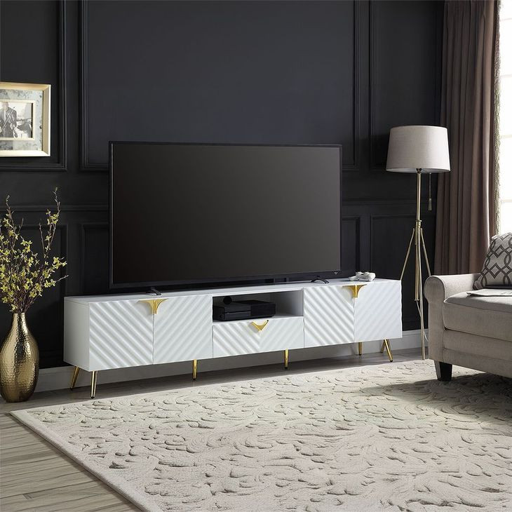 Gaines White 79" TV Stand
