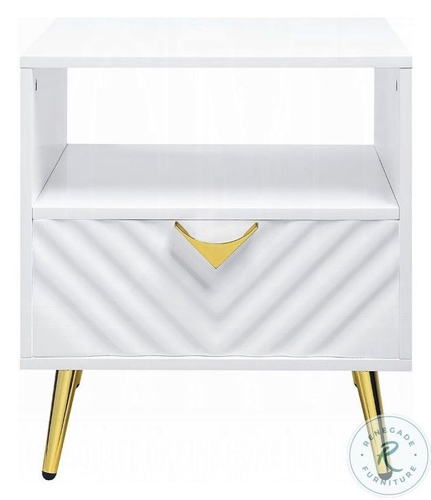 Gaines White High Gloss Rectangular End Table