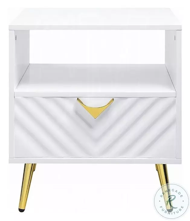 Gaines White High Gloss Rectangular End Table