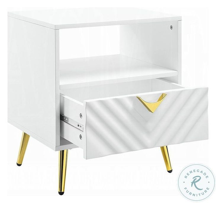 Gaines White High Gloss Rectangular End Table