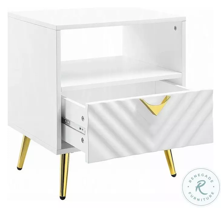 Gaines White High Gloss Rectangular End Table