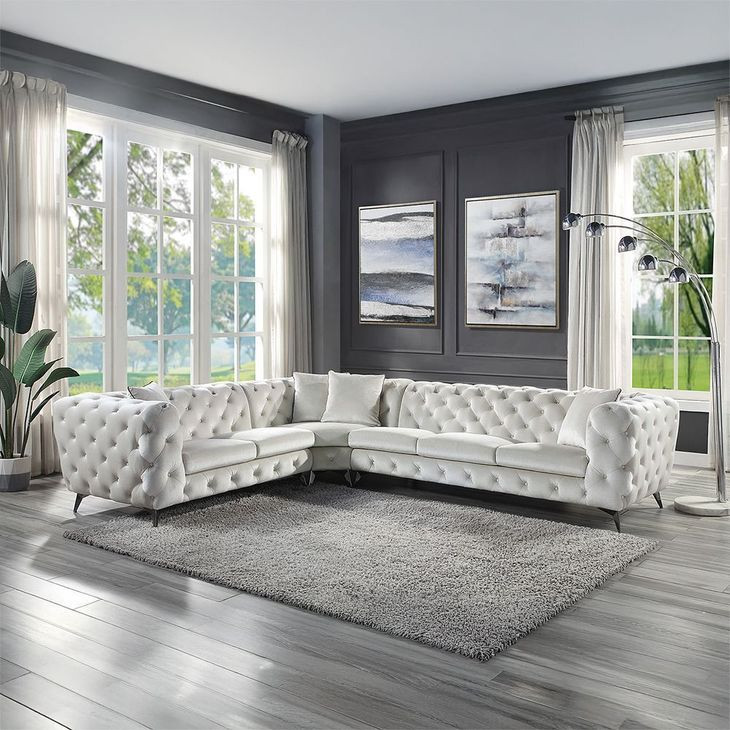 Atronia Beige 2 Piece Modular Sectional with Pillow