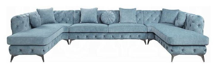 Atronia Dusty Blue 3 Piece Modular Sectional with Pillow