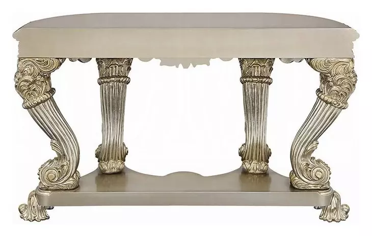Danae Champagne and Gold Glass Top Occassional Table Set