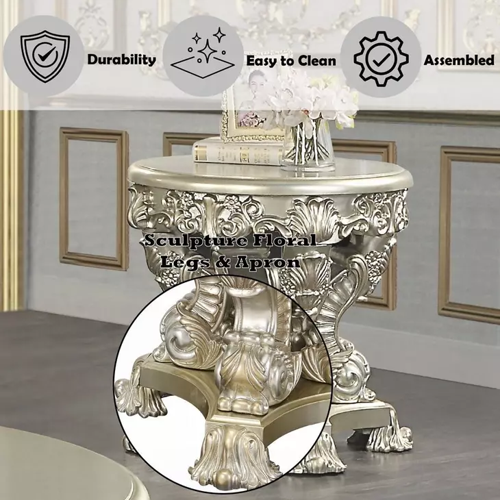 Sorina Antique Gold Round End Table