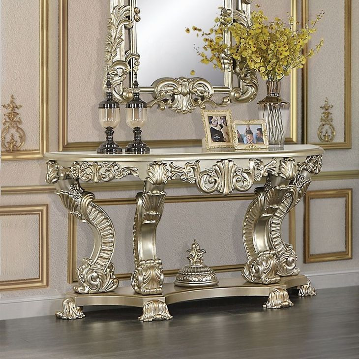 Sorina Antique Gold D Shape Sofa Table