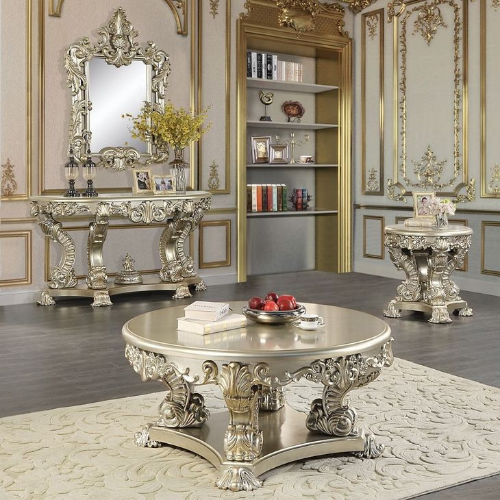 Sorina Antique Gold D Shape Sofa Table