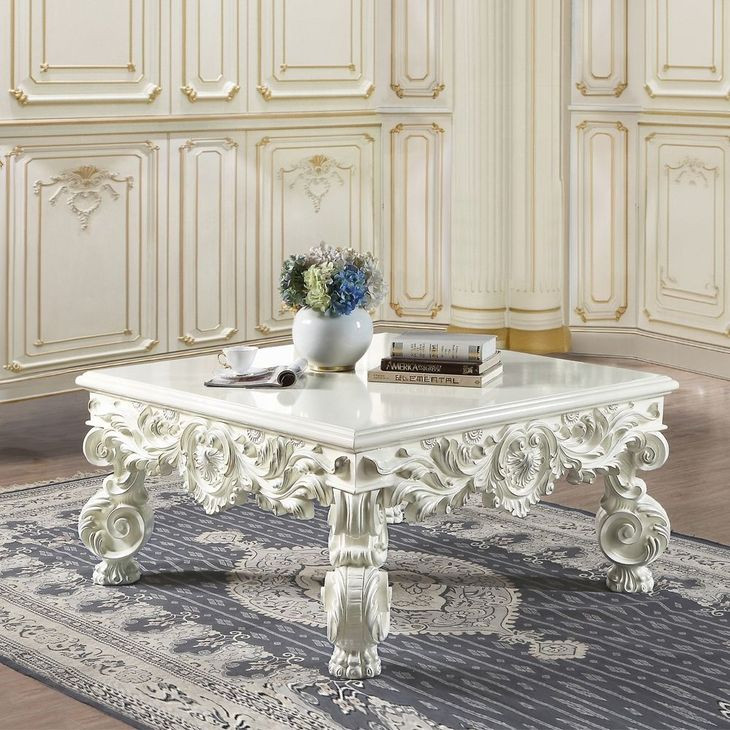 Adara Antique White Square Cocktail Table