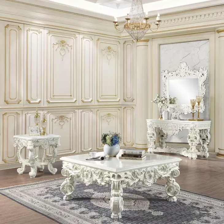 Adara Antique White Occassional Table Set