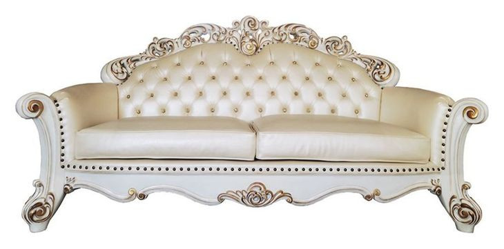 Vendome Champagne 96" Sofa with Pillows and Nailhead Trim