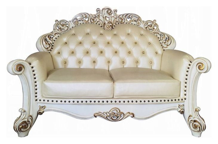 Vendome Champagne 70" Loveseat with Pillows and Nailhead Trim