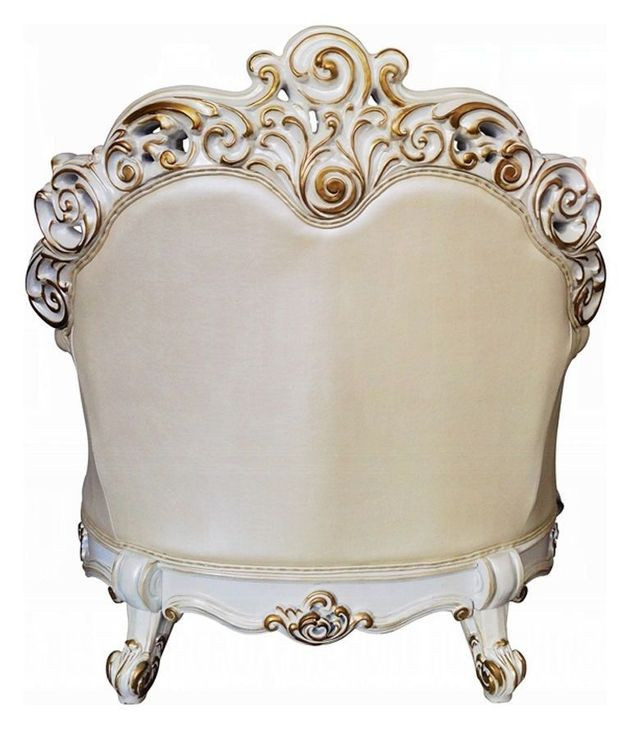 Vendome Champagne 70" Living Room Set with Pillows and Nailhead Trim