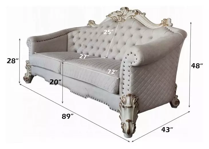Vendome II Two Tone Ivory 89" Sofa with Nailhead Trim
