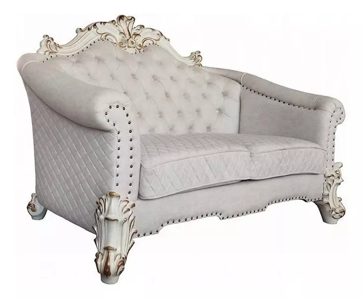 Vendome II Two Tone Ivory 66" Loveseat with Pillow and Nailhead Trim