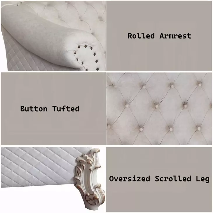 Vendome II Two Tone Ivory 66" Loveseat with Pillow and Nailhead Trim
