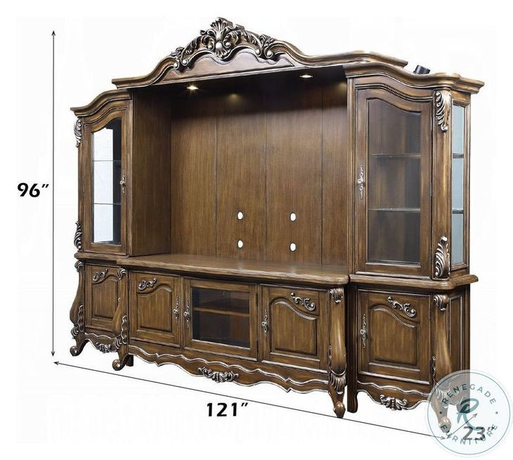 Latisha Antique Oak 121" Entertainment Center