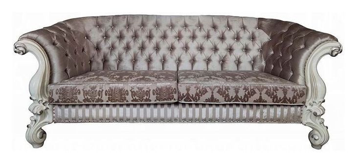 Versailles Ivory 99" Sofa with Nailhead Trim