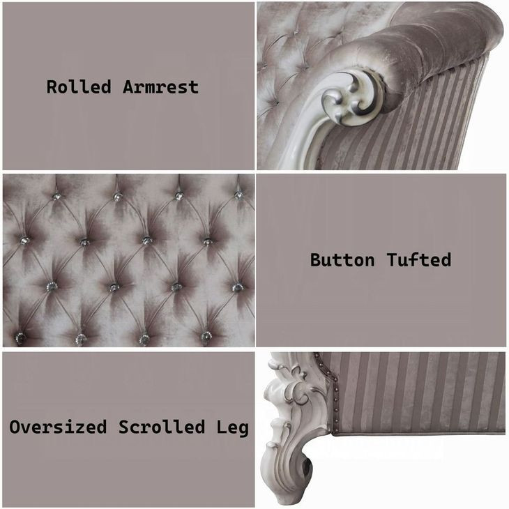 Versailles Ivory 99" Sofa with Nailhead Trim