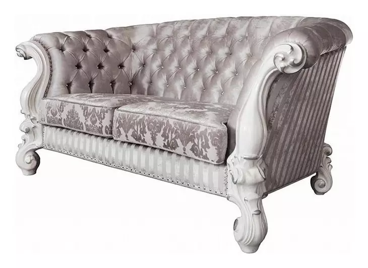 Versailles Ivory 76" Loveseat with Pillow and Nailhead Trim