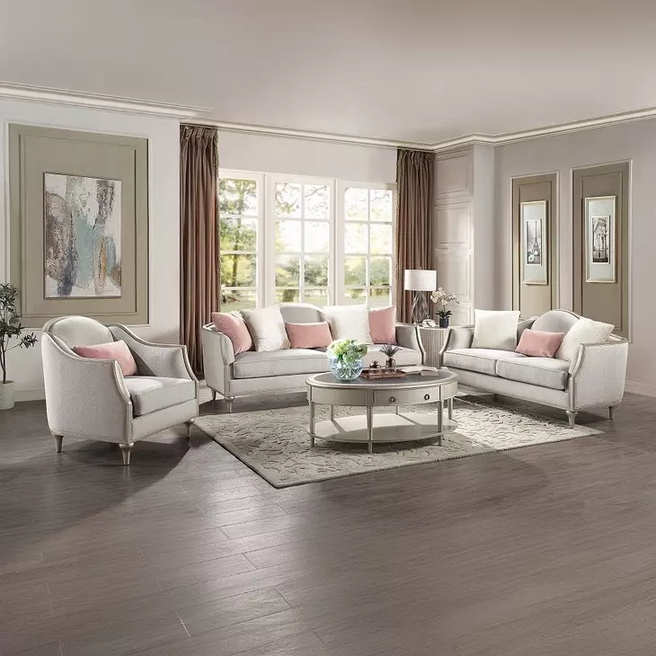 Kasa Beige Living Room Set with Pillows