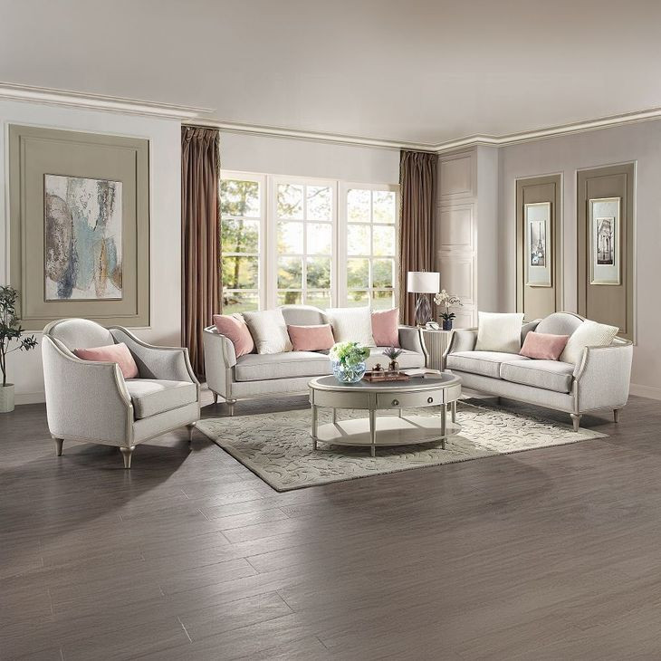 Kasa Beige 66" Loveseat with Pillows