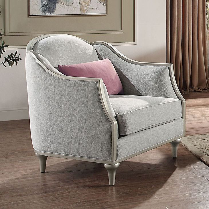 Kasa Beige Upholstered Lounge Chair with Pillow