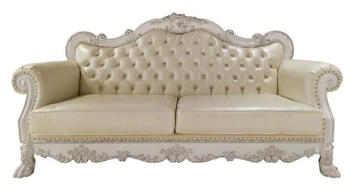 Dresden Antique Pearl 86" Sofa with Nailhead Trim