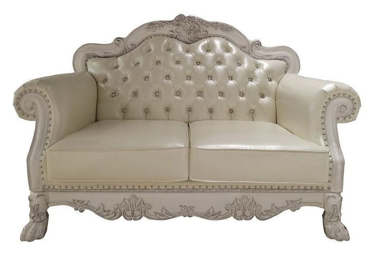 Dresden Antique Pearl 64" Loveseat with Pillow and Nailhead Trim