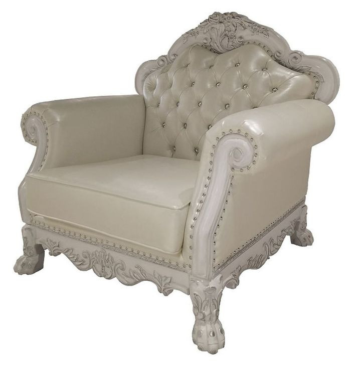 Dresden Antique Pearl Living Room Set with Nailhead Trim