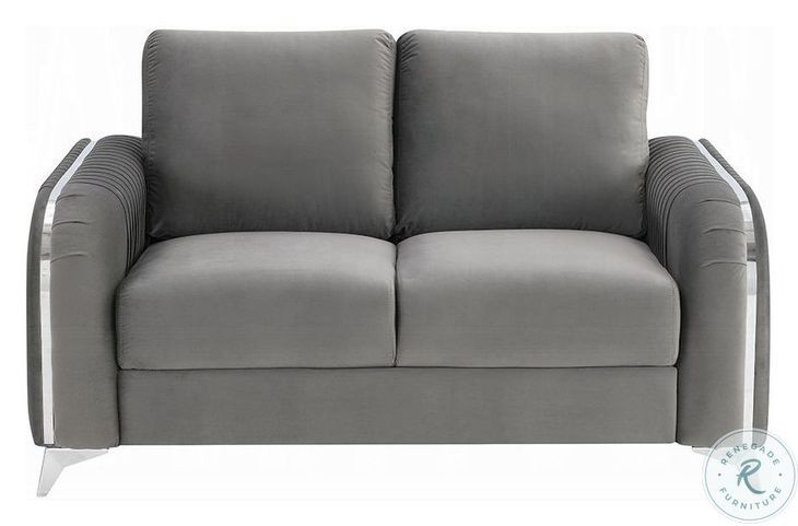 Wenona Gray Velvet 59" Loveseat