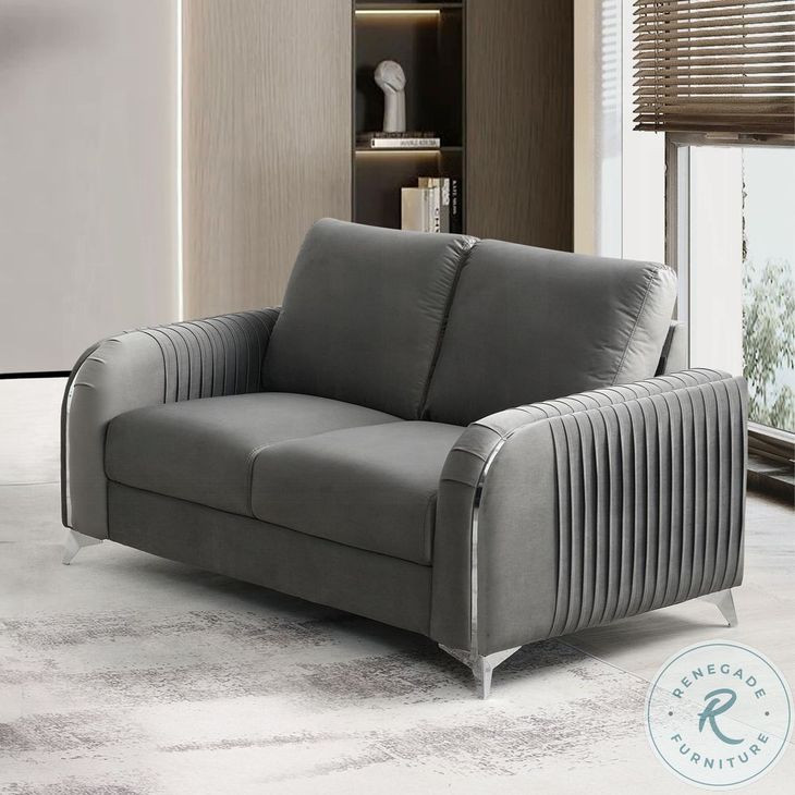 Wenona Gray Velvet 59" Loveseat