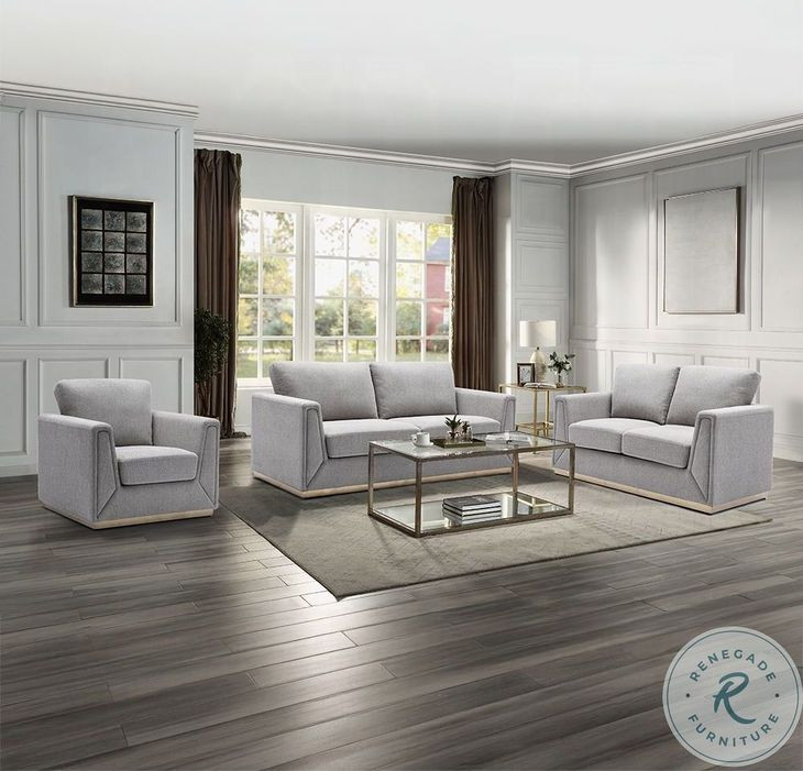 Valin Gray Linen Living Room Set