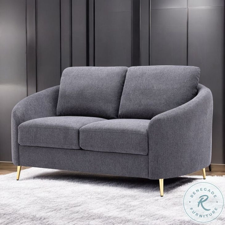 Yuina Gray Linen 60" Loveseat