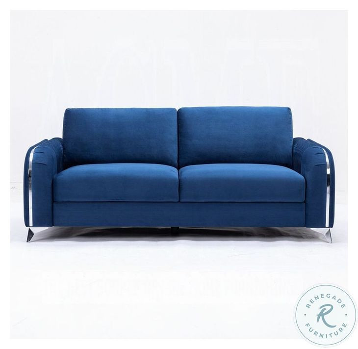 Wenona Blue Velvet 79" Sofa