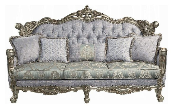 Miliani Gray 91" Sofa with Pillows and Nailhead Trim